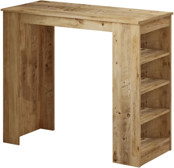 NORDVÄRK ST1 Bartisch, mit 3 Regalen - Natur Melamin (120x51,6)