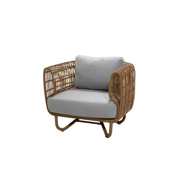 Cane-Line Nest Loungesessel - Natürlich mit grauem Kissen