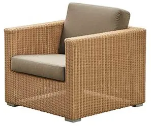 Cane-Line Chester Loungesessel, Natural, taupefarbenes Kissen