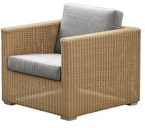 Cane-Line Chester Loungesessel, Natural, hellgraues Kissen