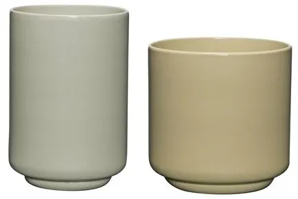 Hübsch Deux Potte Set aus 2 Hellgrün/Sand