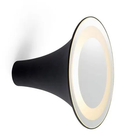 Trizo 21 Sirens Wandleuchte Schwarz + Weiß satiniertes Glas + Kleiner Spiegel